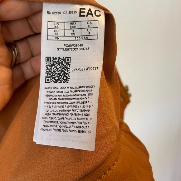 Marciano Guess 100% Lamb Lambskin Leather Jacket Los Angeles Moto Caramel Saddle - Picture 10 of 14